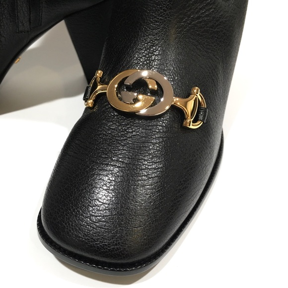 GUCCI Zumi Knee Boots Tiger Print Calf Hair -Black Leather -US 7 -NEW - Picture 10 of 11